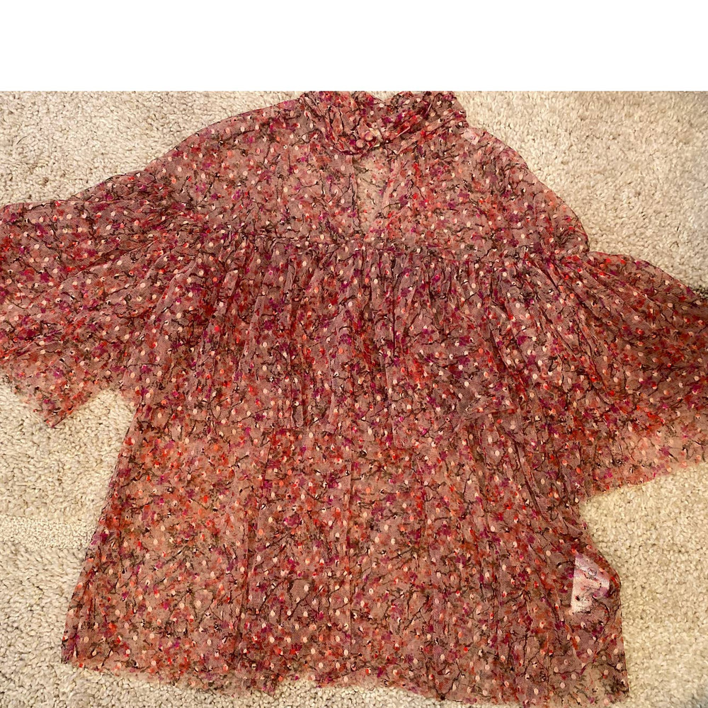 byTimo Floral Sheer Ruffled Top - Picture 5 of 8